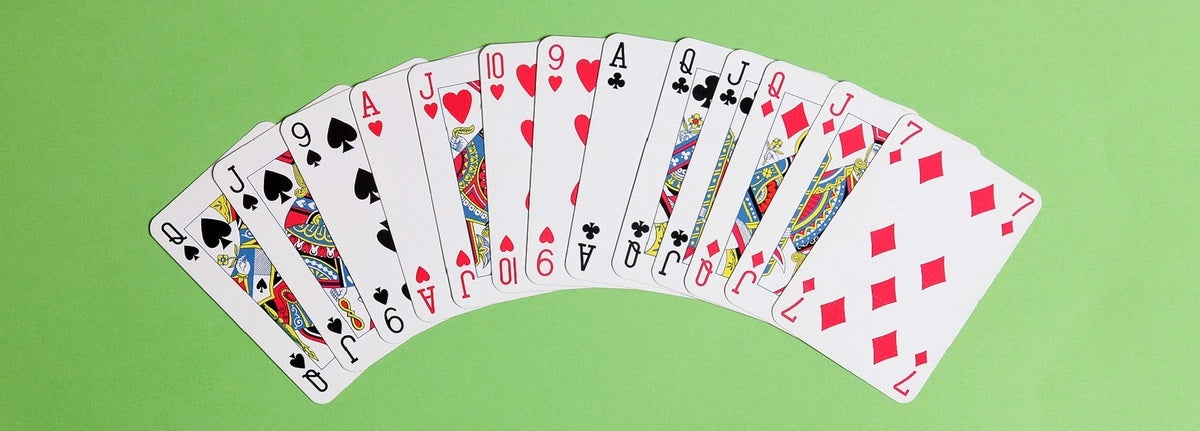 Typical Bridge Card Hand Showing Thirteen Cards