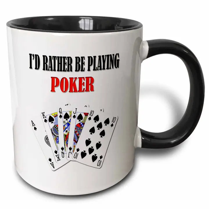 Two-Tone Black Mug - "I'd Rather Be Playing Poker" (11 oz)