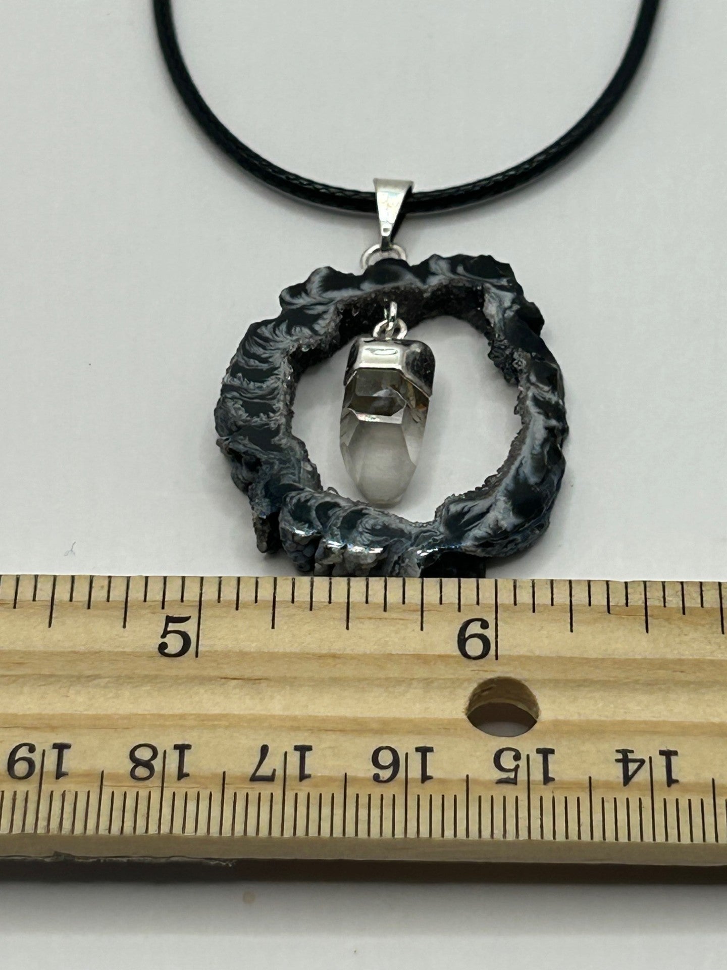 Geode Agate Necklace with Clear Quartz