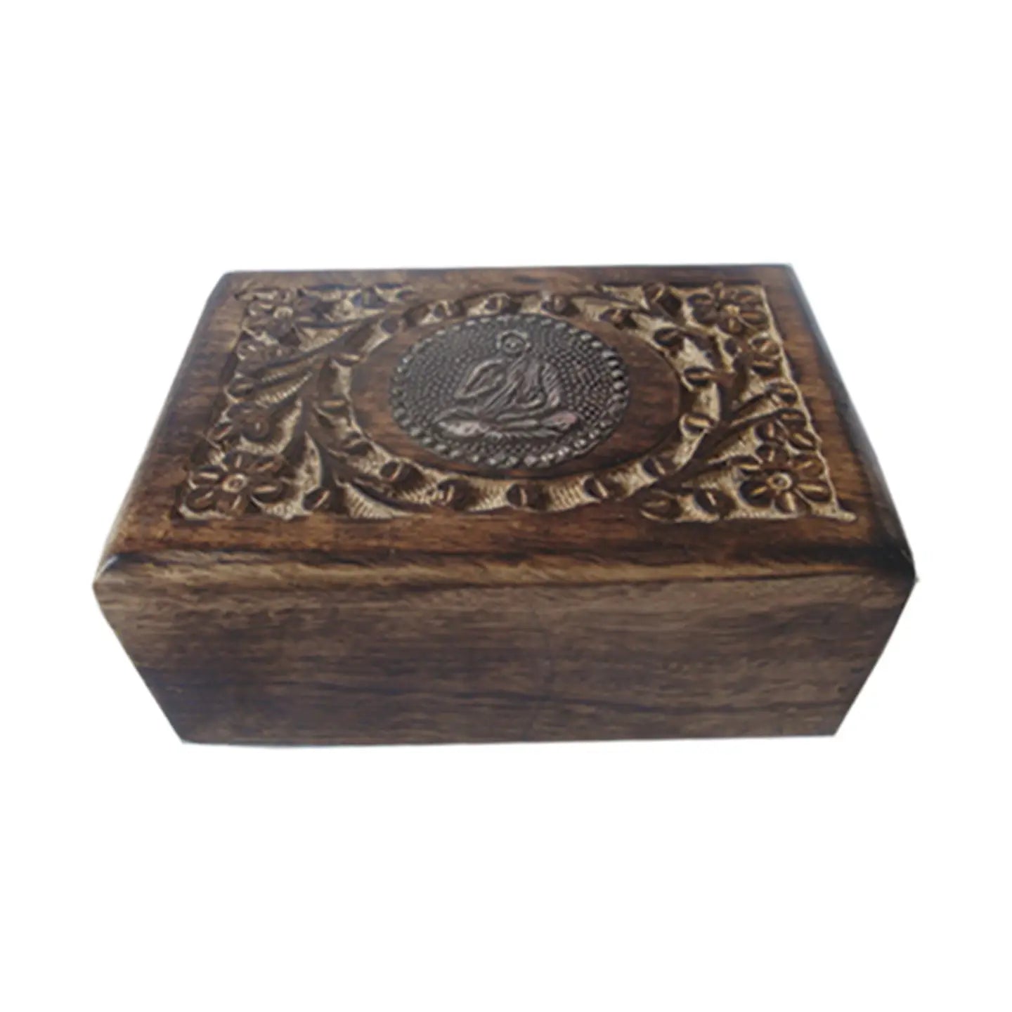 Buddha Carved Wooden Jewelry Box (6 X 4 in.)