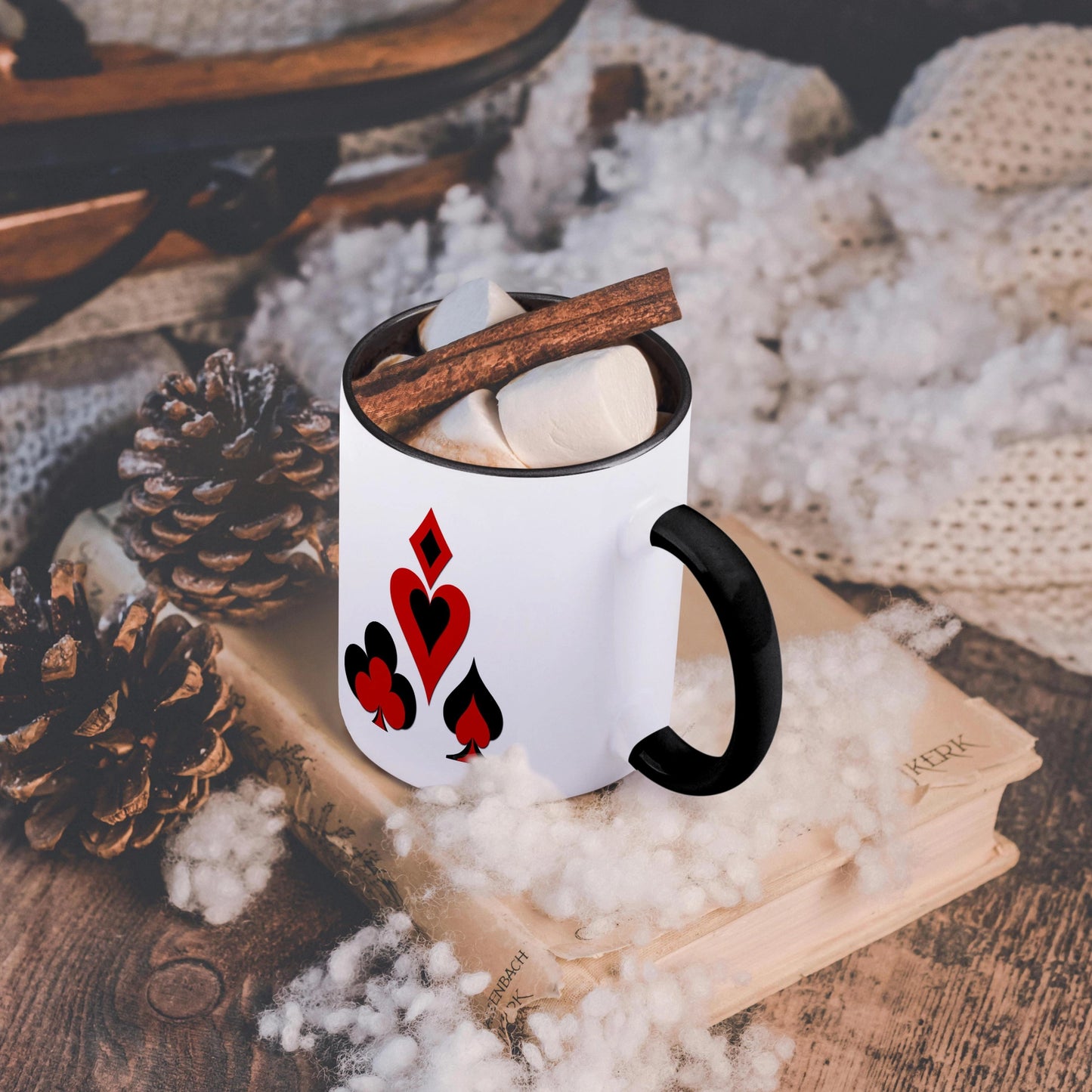 Playing Card Mug; Heart, Diamond, Club, & Spade (Two Tone) - 11oz