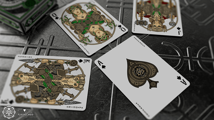 PlayingCardDecks.com-Valhalla Viking Emerald Deluxe Playing Cards USPCC