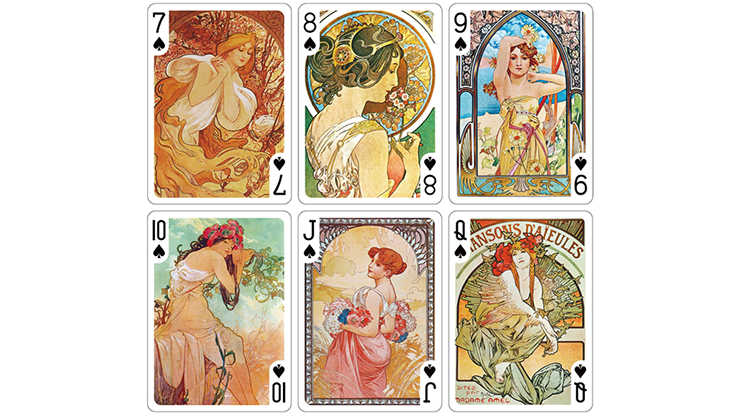 PlayingCardDecks.com-Mucha Princess Hyacinth Silver Playing Cards TCC