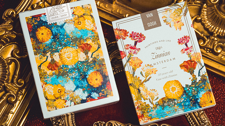 Van Gogh Zinnias Playing Cards with Numbered Seal