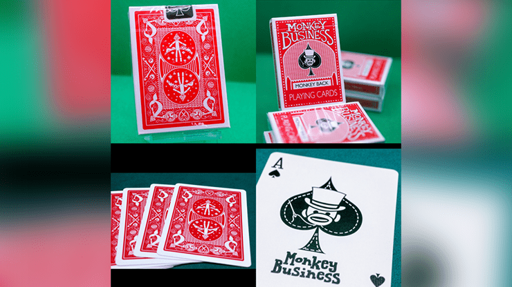 PlayingCardDecks.com-Monkey Business Red Playing Cards USPCC
