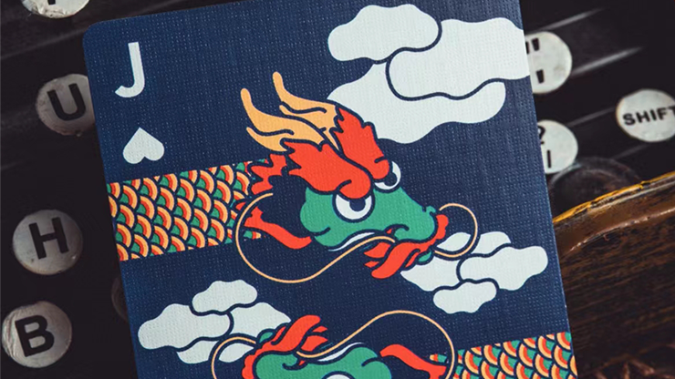 The Dragon Blue Gilded Playing Cards