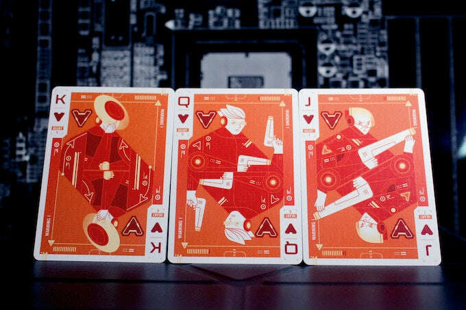PlayingCardDecks.com-Cyberware Rouge Gilded Playing Cards USPCC