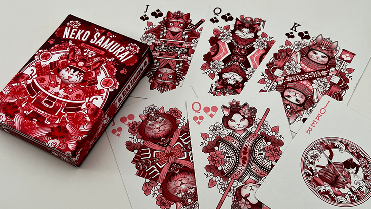 Neko Samurai Playing Cards - Red