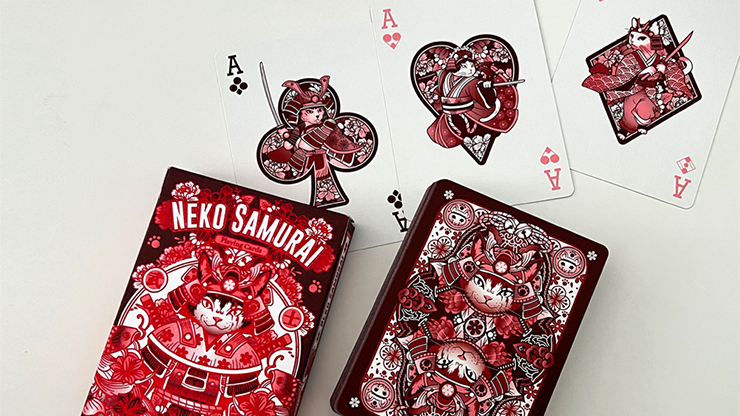 Neko Samurai Playing Cards - Red
