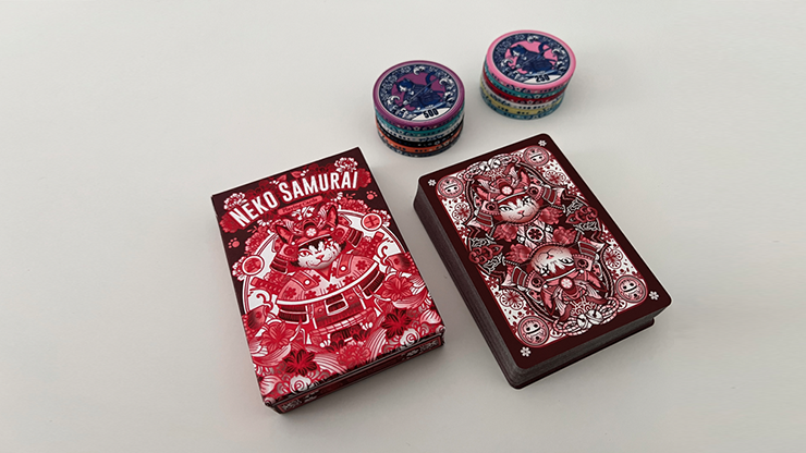 Neko Samurai Playing Cards - Red