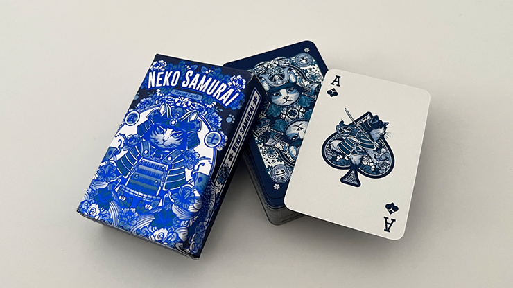 Neko Samurai Playing Cards - Mini Blue