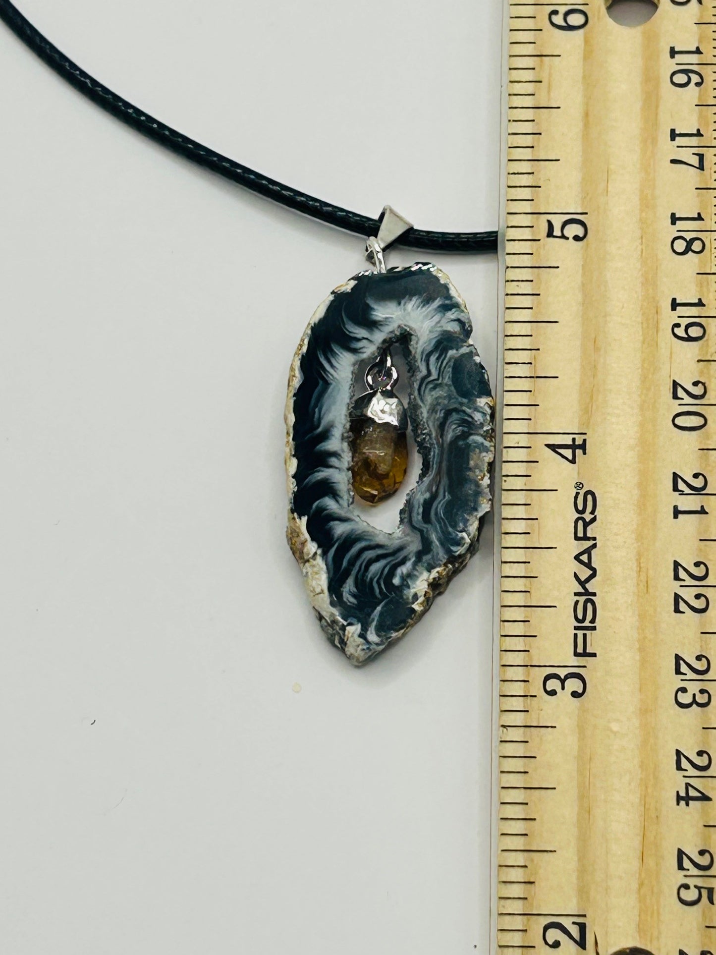 Geode Agate Necklace with Citrine