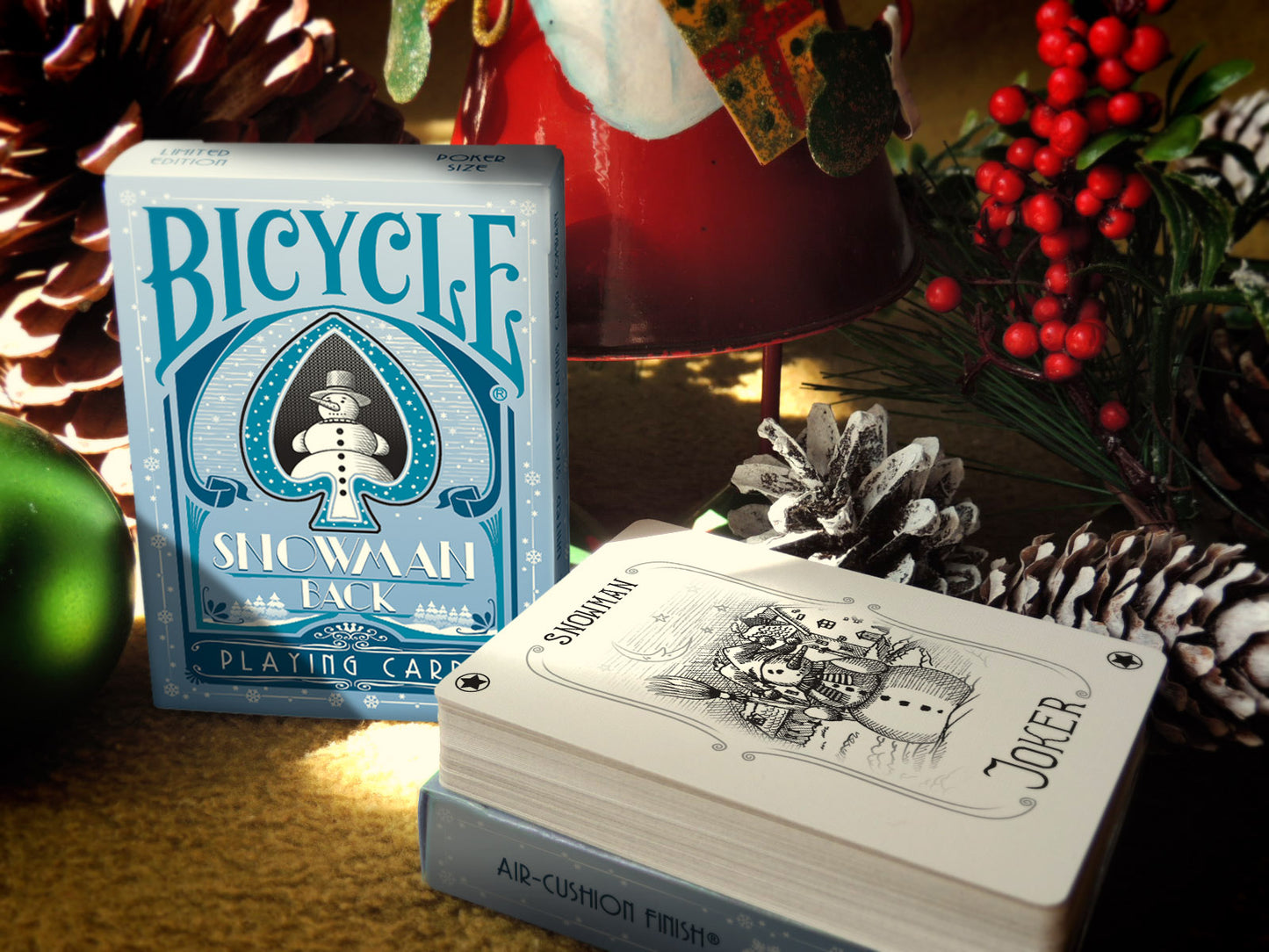 Snowman Back Limited-Edition Blue Bicycle Playing Cards