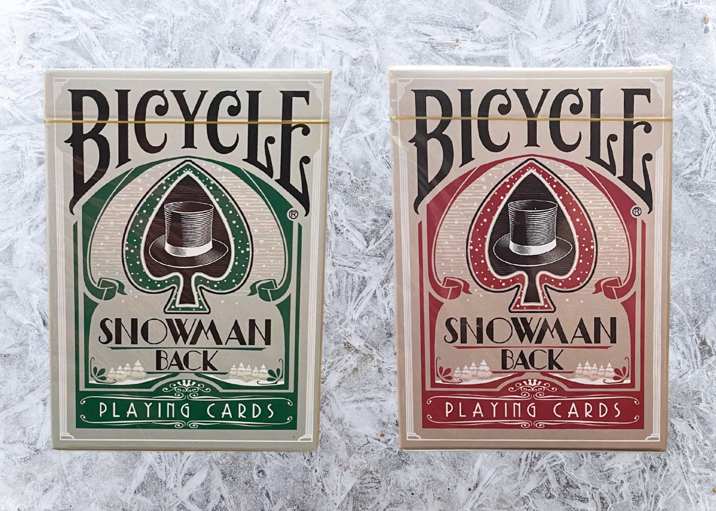 Gilded Bicycle Snowman Back Red & Green Limited Edition Playing Cards