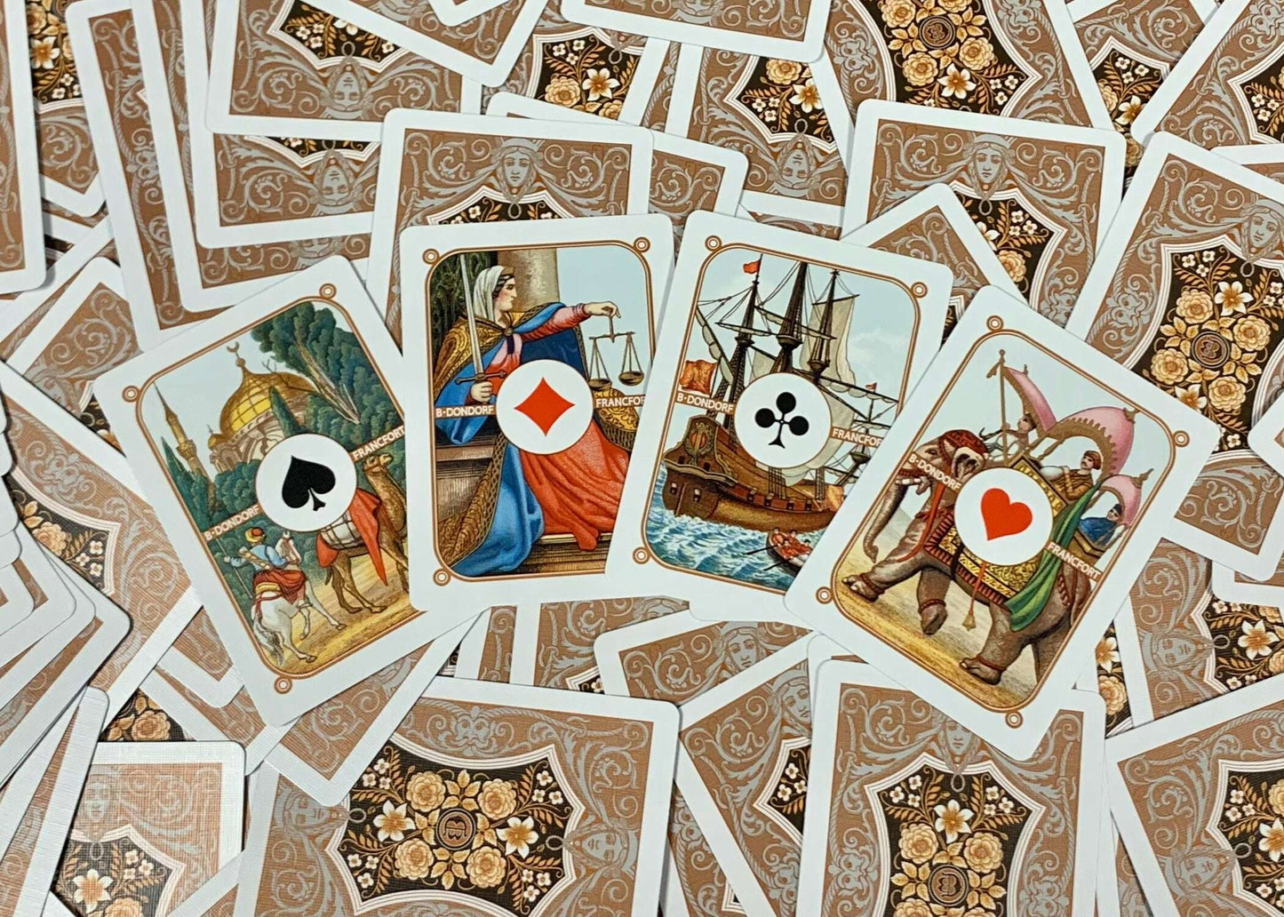 PlayingCardDecks.com-Four Continents Copper Gilded Playing Cards USPCC