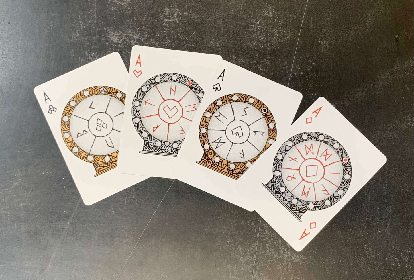 PlayingCardDecks.com-Runes v2 Gilded Bicycle Playing Cards
