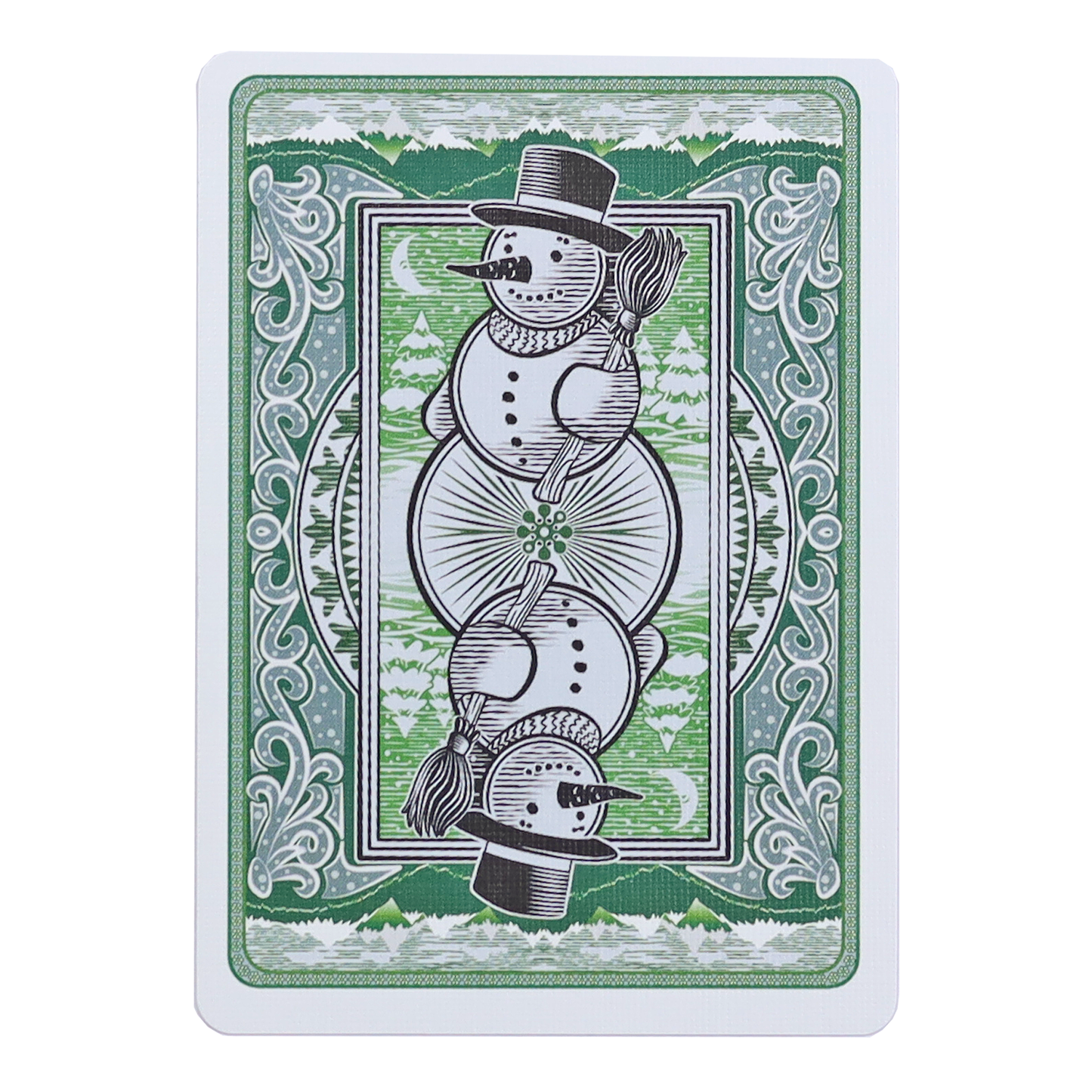 Snowman Back Red & Green Bicycle Playing Cards