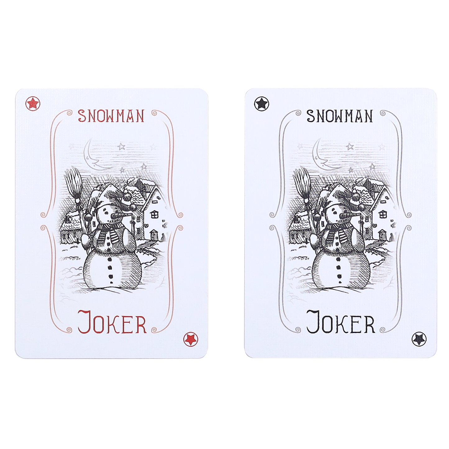 Snowman Back Red & Green Bicycle Playing Cards