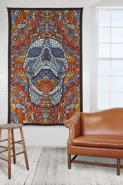 3D Tapestry Mindful Skull Tapestry