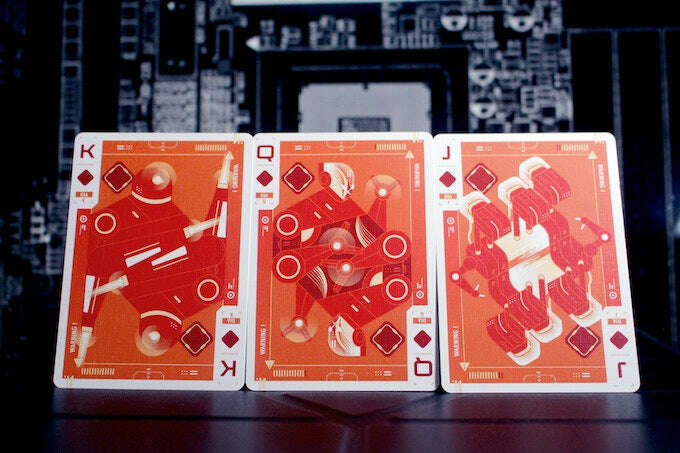 PlayingCardDecks.com-Cyberware Rouge Gilded Playing Cards USPCC