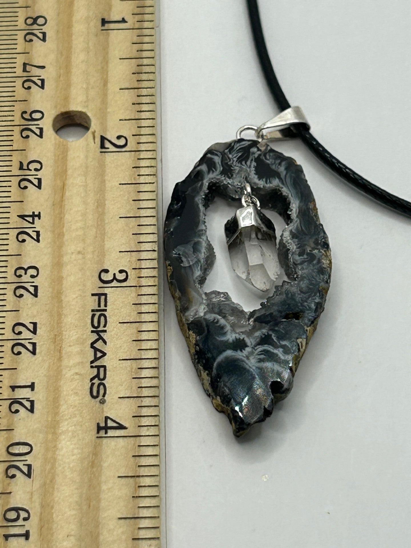 Geode Agate Necklace with Clear Quartz