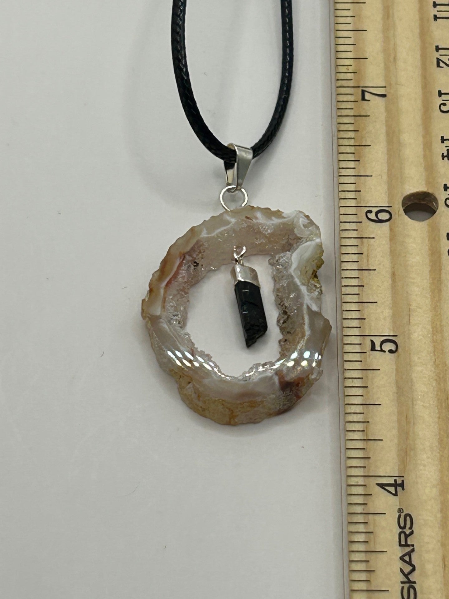 Geode Agate Necklace with Obsidian