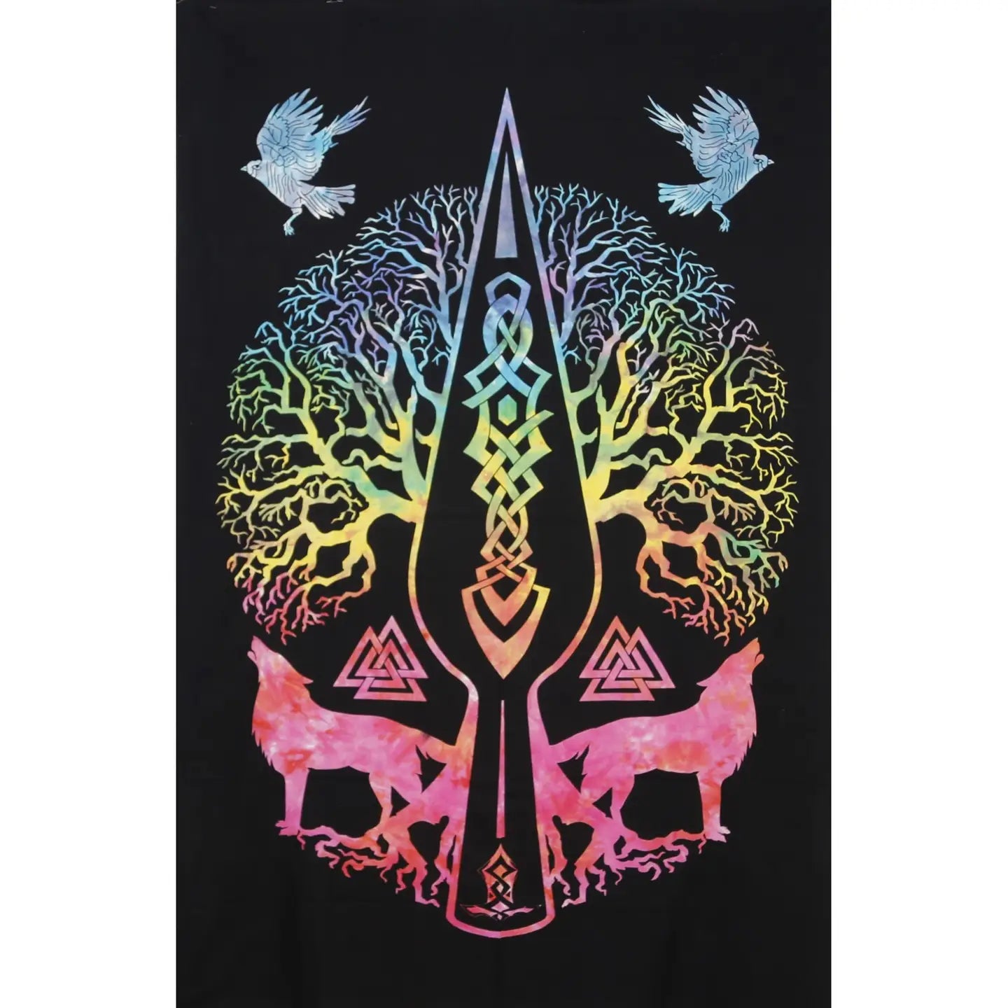 Zest For Life Tapestry Tie Dye Celtic Wolf Tree
