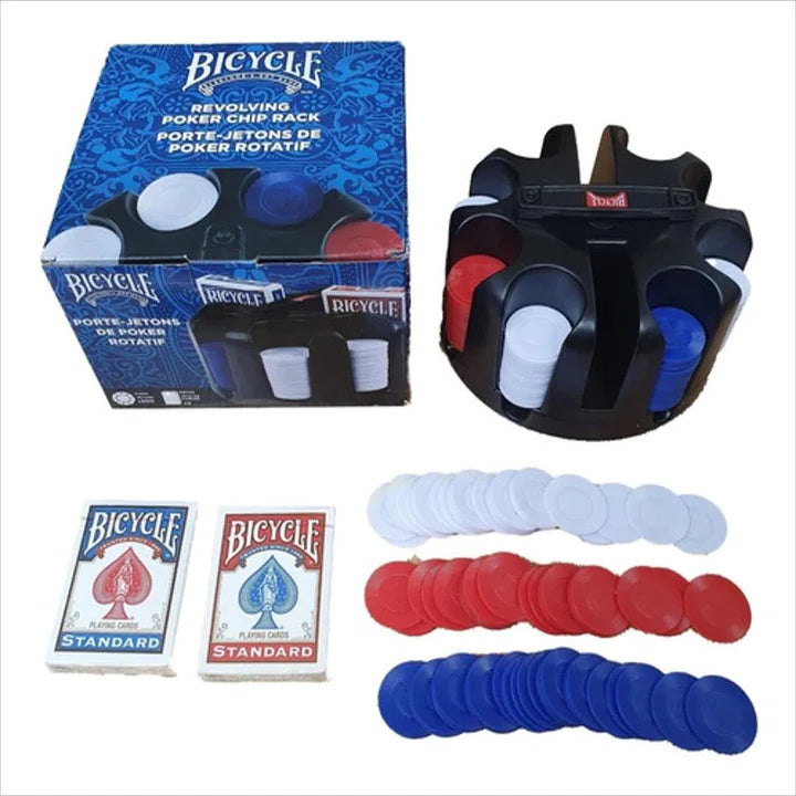 Bicycle Revolving Poker Chip Rack with 200 Chips