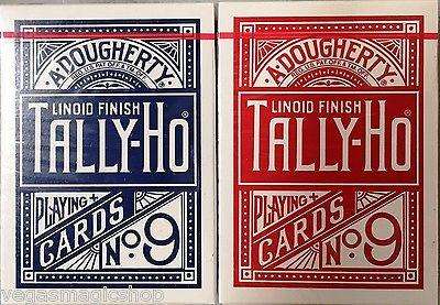 PlayingCardDecks.com-Tally-Ho Blue & Red Fan Back 2 Deck Set Playing Card