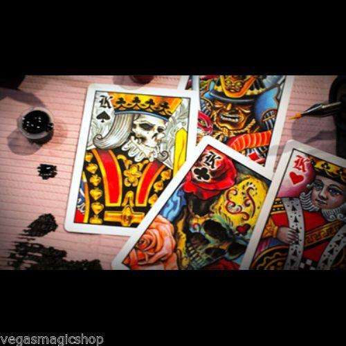 PlayingCardDecks.com-Club Tattoo Bicycle Playing Cards - Blue & Yellow