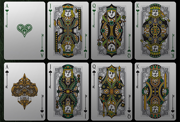 PlayingCardDecks.com-Spirit II Green Gold Gilded Playing Cards USPCC