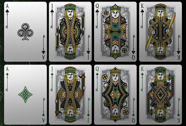 PlayingCardDecks.com-Spirit II Green Gold Gilded Playing Cards USPCC