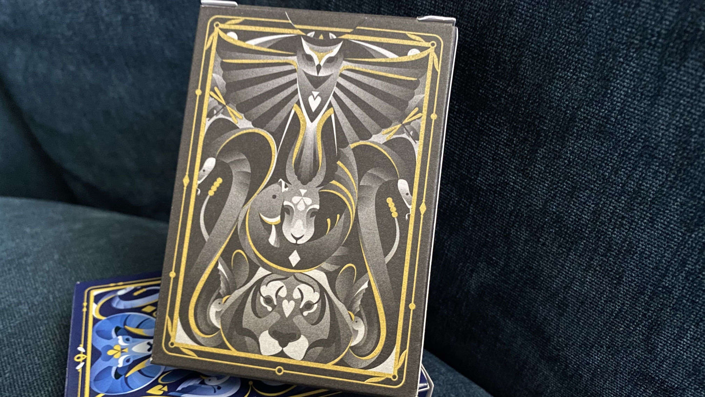 PlayingCardDecks.com-5th Kingdom Black Gold Gilded Playing Cards USPCC