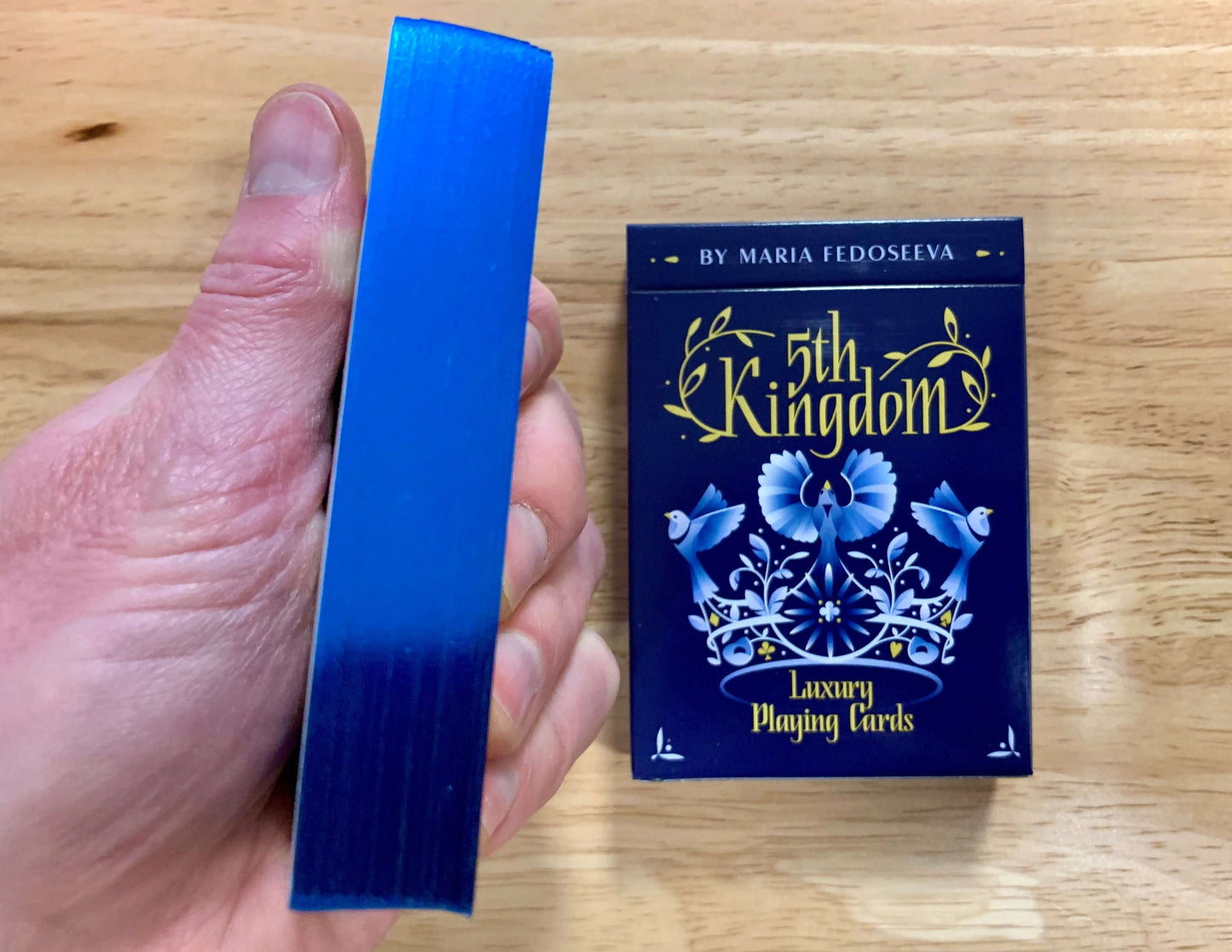 PlayingCardDecks.com-5th Kingdom Blue Gilded Playing Cards USPCC