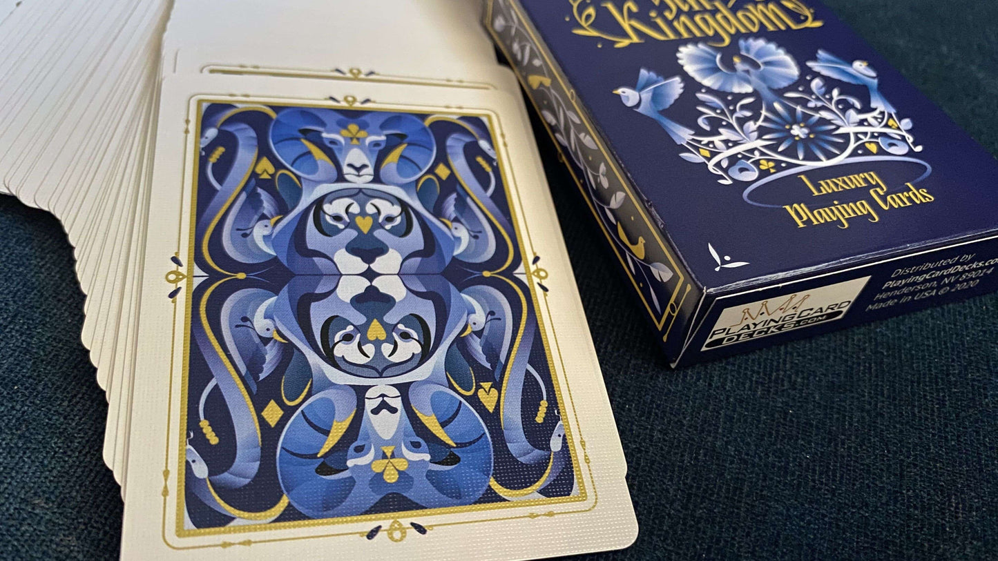 PlayingCardDecks.com-5th Kingdom Blue Gilded Playing Cards USPCC