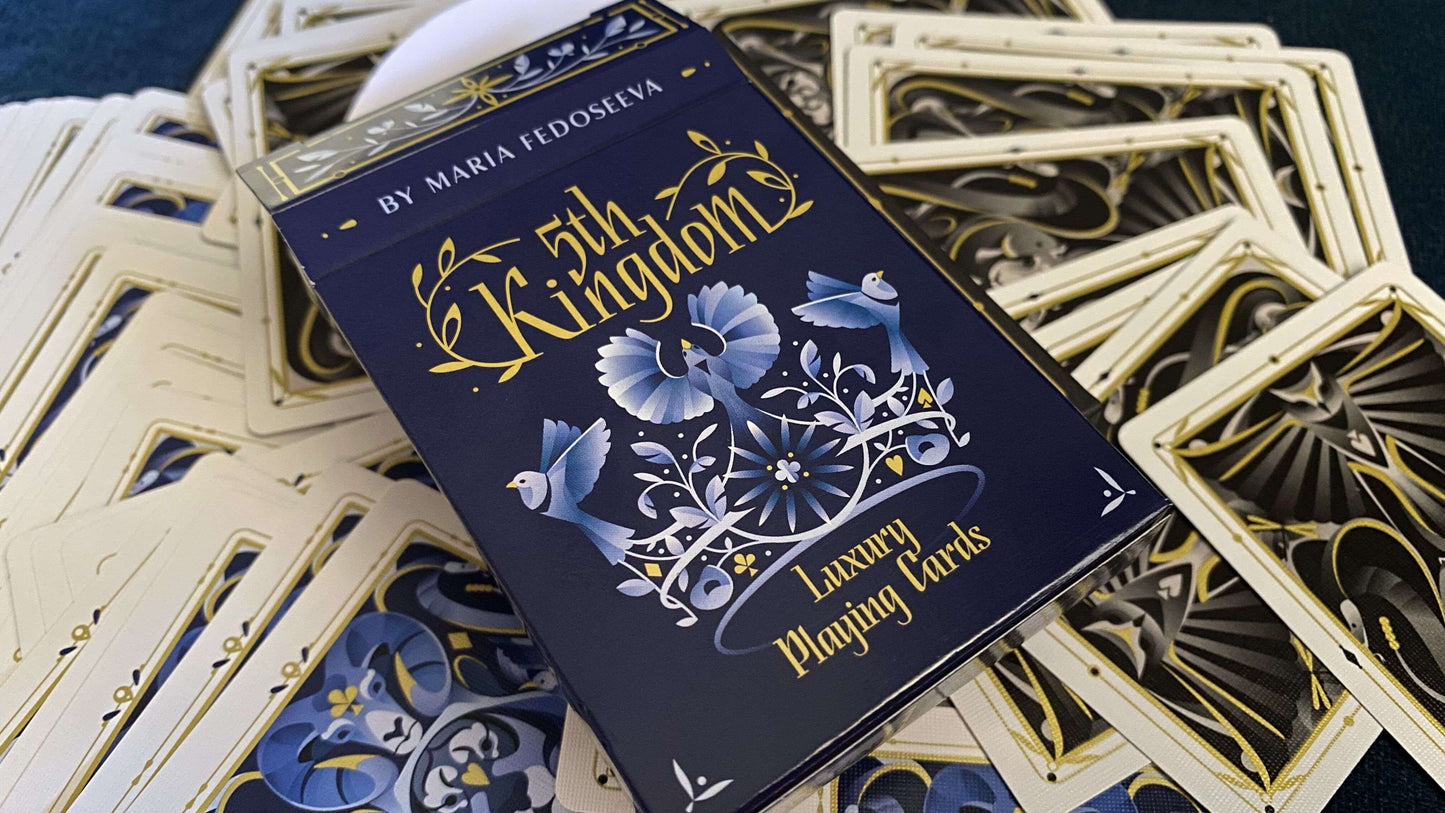 PlayingCardDecks.com-5th Kingdom Blue Gilded Playing Cards USPCC