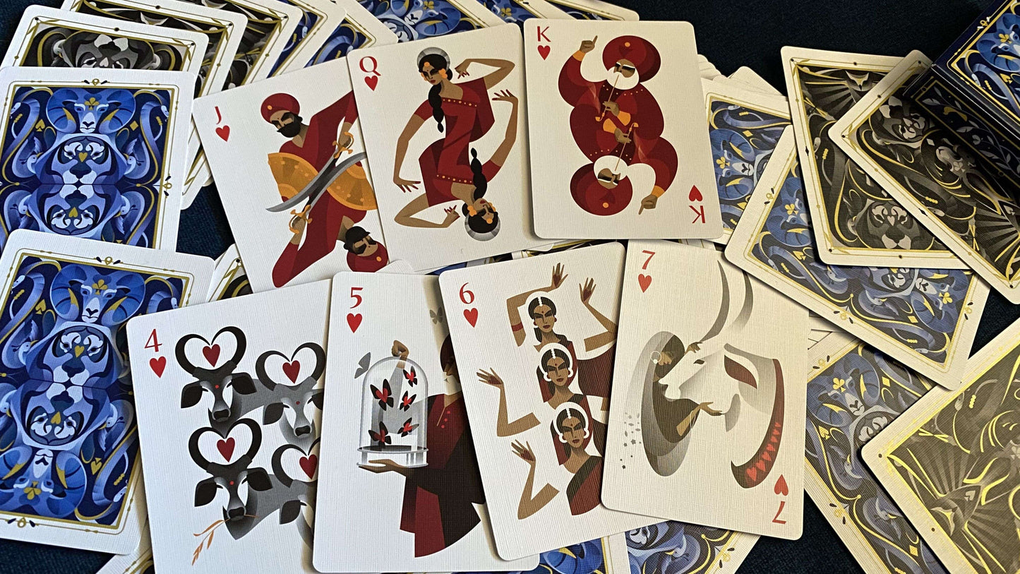 PlayingCardDecks.com-5th Kingdom Blue Gilded Playing Cards USPCC