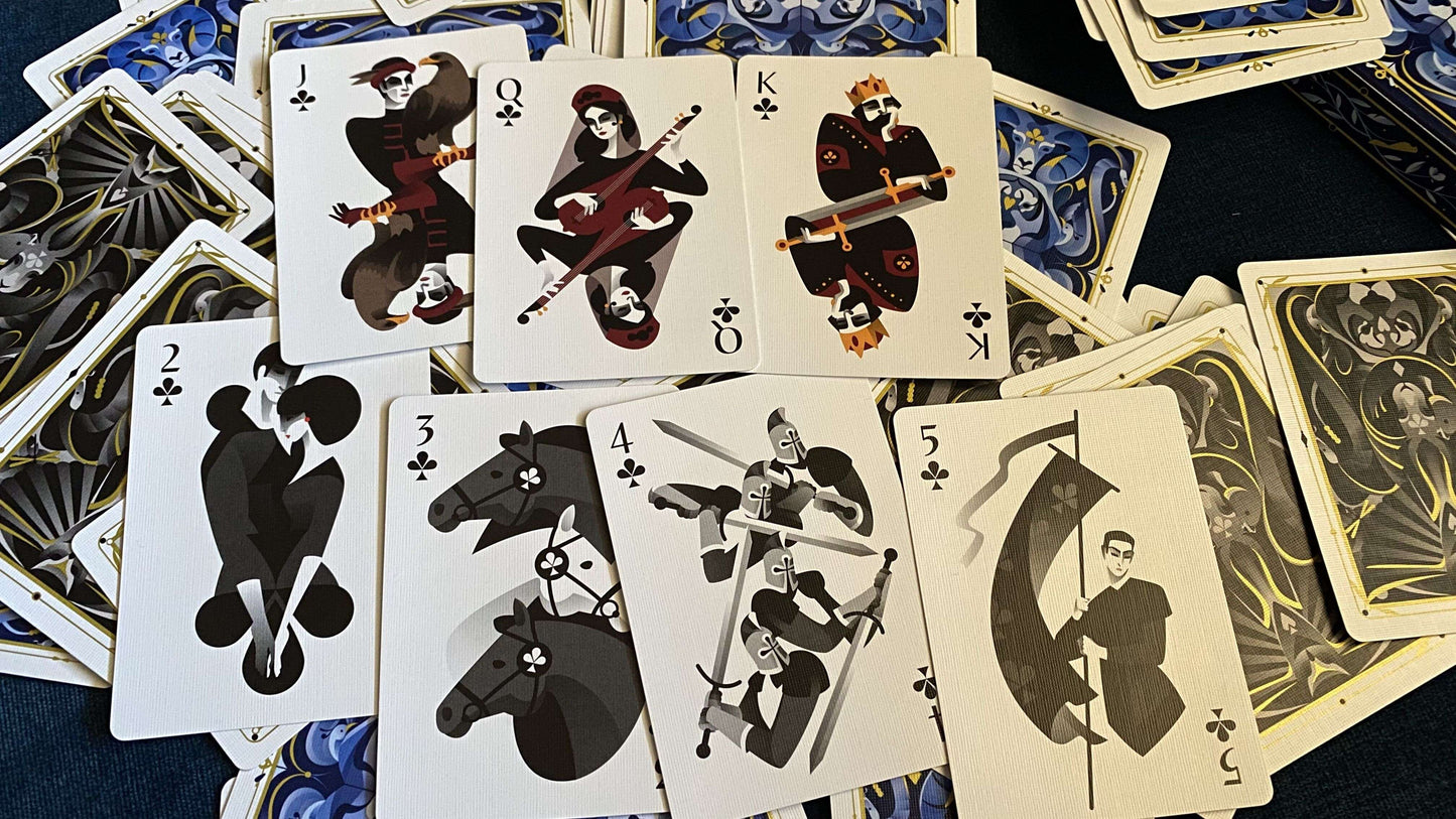 PlayingCardDecks.com-5th Kingdom Blue Gilded Playing Cards USPCC