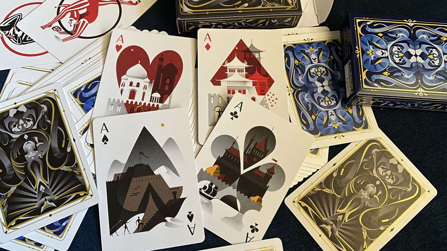 PlayingCardDecks.com-5th Kingdom Blue Gilded Playing Cards USPCC