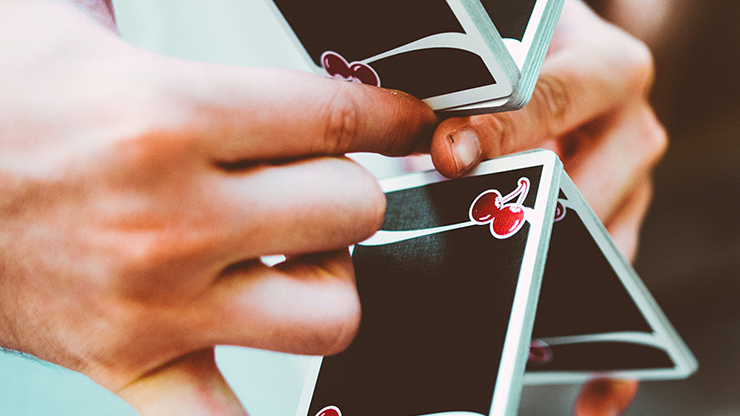 PlayingCardDecks.com-Cherry Casino V3 Black Playing Cards USPCC