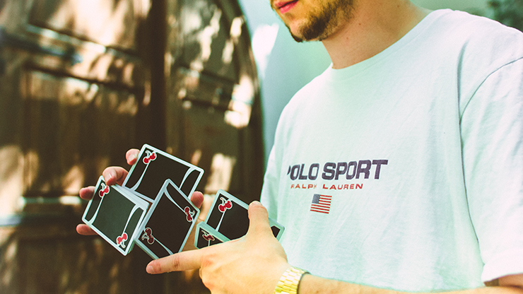 PlayingCardDecks.com-Cherry Casino V3 Black Playing Cards USPCC