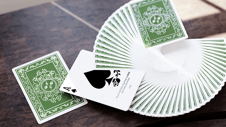 PlayingCardDecks.com-Black Roses 2nd Edition Green Playing Cards USPCC