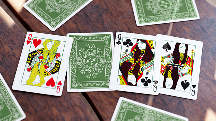PlayingCardDecks.com-Black Roses 2nd Edition Green Playing Cards USPCC