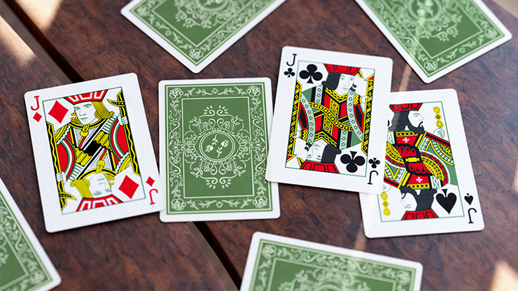 PlayingCardDecks.com-Black Roses 2nd Edition Green Playing Cards USPCC