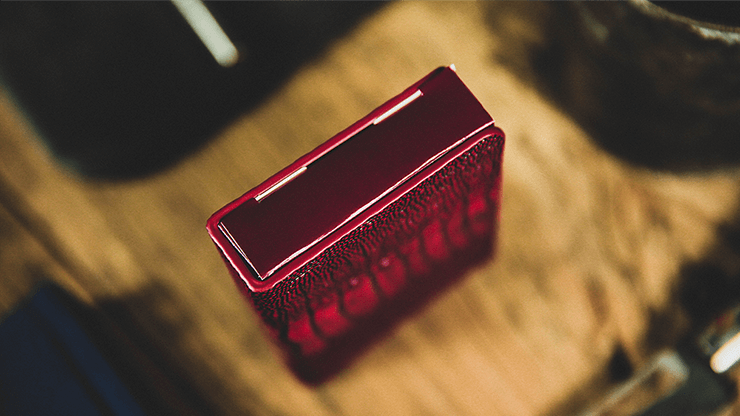 PlayingCardDecks.com-Ostrich Grain Red Leather Card Clip