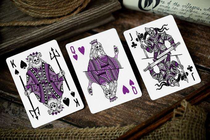 PlayingCardDecks.com-666 Emerald Hellfire & Purple Inferno Gilded Playing Cards 2 Deck Set Cartamundi