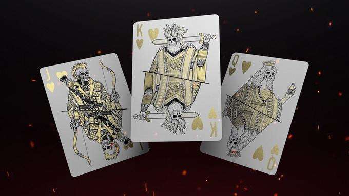 PlayingCardDecks.com-666 Greedy Gold & Skeletal Silver Gilded Playing Cards 2 Deck Set