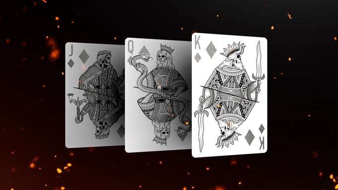 PlayingCardDecks.com-666 Greedy Gold & Skeletal Silver Playing Cards 2 Deck Set