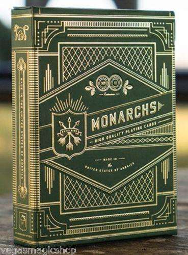 PlayingCardDecks.com-Monarchs 3 Deck Set Blue Green Red Playing Cards USPCC