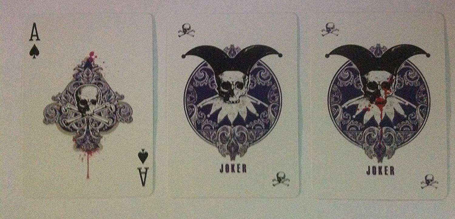 PlayingCardDecks.com-Karnival Death Heads Annihilation Blue Bicycle Playing Cards